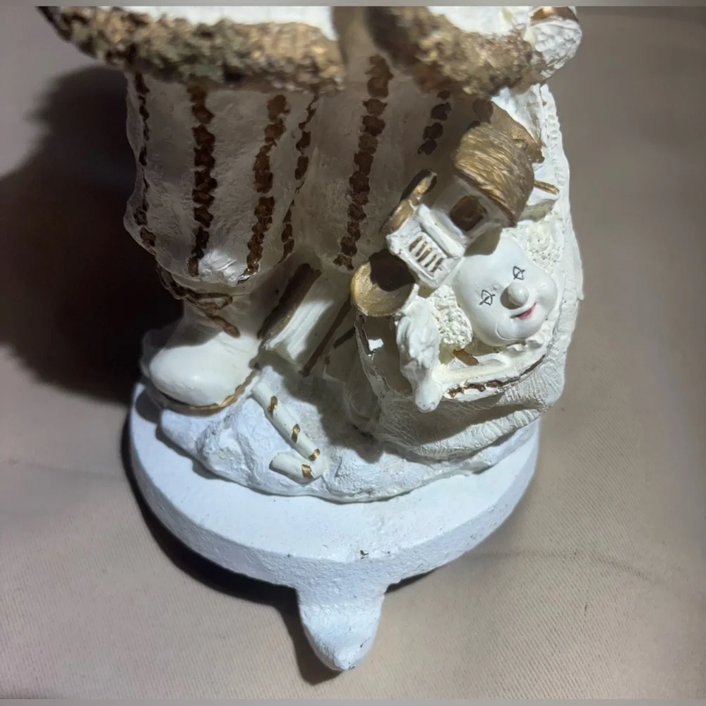 Gold and White/Ivory Santa‎ Figurine Christmas Decor